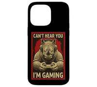 Can't Hear You Im Gaming Rhino Funny Gamer Art For Men Women Case for iPhone 14 Pro Max