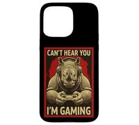 Can't Hear You Im Gaming Rhino Funny Gamer Art For Men Women Case for iPhone 15 Pro Max