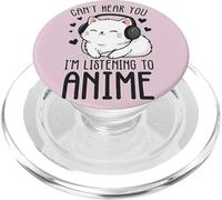 Can't Hear You I'm Listening To Anime Kitty PopSockets PopGrip for MagSafe