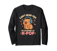 Can't Hear You I'm Listening To K-pop Capybara Kawaii Long Sleeve T-Shirt