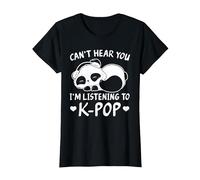 Can't Hear You I'm Listening to Kpop Merch K-pop Merchandise T-Shirt, Women, Black, Large