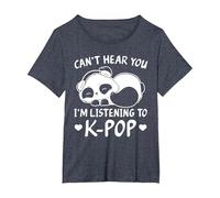 Can't Hear You I'm Listening to Kpop Merch K-pop Merchandise T-Shirt, Women's Plus, Heather Blue, 2X