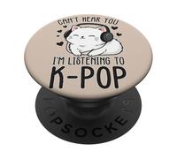 Can't Hear You, Listening K-Pop Cute Cat Music PopSockets Adhesive PopGrip