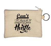 Can't Knock The Hustle Key Chain Coin Purse Beige