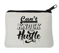 Can't Knock The Hustle Neoprene Coin Purse Pouch 10x11cm White