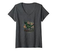 Can't Stop This Mamasaurus T-Ree V-Neck T-Shirt, Women, Dark Heather Grey, S