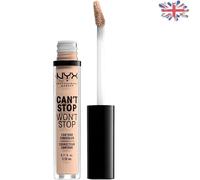 NYX Professional Full Coverage Concealer, 24 Hour Longevity, Can't Stop Won't Stop Contour Makeup Concealer, Matte Finish, Shine Control, Long Lasting, Vegan Formula, Shade: Alabaster