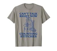 Can't Talk Right Now Counting Stitches - Retro Cat Crochet T-Shirt