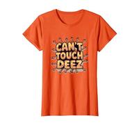 Can't Touch Deez Nuts Funny Meme Graphic T-Shirt, Women, Orange, S