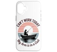 Can't Work Today My Arm Is In A Cast Fisherman Retro Case for iPhone 16 Plus