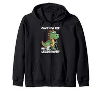 CAN'T YOU SEE MY LEGISSAUR? Funny Dinosaur Broken Leg Zip Hoodie