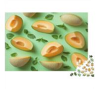Cantaloupe Fruit 1000 Piece Jigsaw Puzzle Paper for Adults Mint Green Background Puzzle Game for Family Relaxation Home Decor Gift 52x38cm/1000pcs
