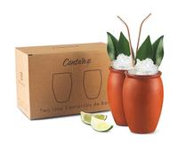 CANTAREY - 12oz Clay Cups for Tequila, Margaritas, Mojitos and More, Cantaritos de Barro Mexicanos, Natural Clay Margarita Glasses, Taco Tuesday Tazas de Barro, Set of 2