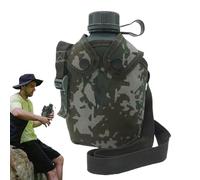 Canteen Water Bottle - 1L Aluminum Hiking Bottle Camouflage Sleeve Heavy Duty Hydration Cup Strap Carrying Function Convenient Outdoor Drink Container for the V