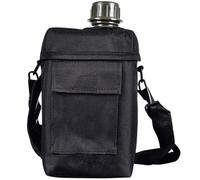 Canteen Water Bottle With Strap, 2l Flat Portable Water Canteen Black | 2L Large Capacity Canteen Water Bottle For Outdoor Trips, Flat Body Fits Snugly, HDPE Material, Retro Army Style
