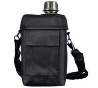 Canteen Water Bottle With Strap, 2l Flat Portable Water Canteen Black | 2L Large Capacity Canteen Water Bottle For Outdoor Trips, Flat Body Fits Snugly, HDPE Material, Retro Army Style