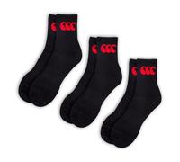 Canterbury Adult Unisex Crew 3 Pack Socks | Cotton Rich | CCC Logo Socks, Black/Red, L