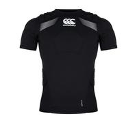 Canterbury Adult Unisex Pro Protection Rugby Vest | Protect Chest & Shoulders | Breathable | Lightweight and Flexible Protective Vest, Black/Whte/Silver, S