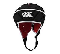 Canterbury CCC Rugby Raze Headguard, Scrum Cap, Full Coverage, Soft-Edged Chin Strap, Designed Holes Aid Ventilation, Foam Padding,Black/True Red,XL