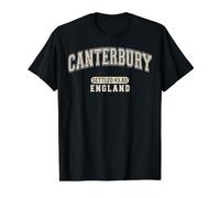 Canterbury England Settled 43 AD Varsity Ivory Letters Value Graphic T-Shirt, Men, Black, M
