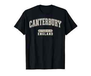 Canterbury England Settled 43 AD Varsity Ivory Letters Value Graphic T-Shirt, Men, Black, M