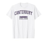 Canterbury England Settled 43 AD Varsity Purple Letters Value Graphic T-Shirt, Men, White, M