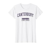 Canterbury England Settled 43 AD Varsity Purple Letters Value Graphic T-Shirt, Women, White, XL