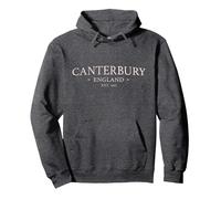 Canterbury England - Simple Canterbury UK CV14 Pullover Hoodie, Adult Unisex, Dark Heather Grey, Medium