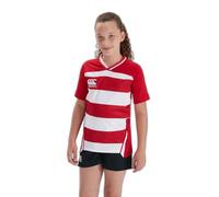 Canterbury Boy's Vapodri Evader Hooped Rugby Jersey, Flag Red, Age 8 (S)