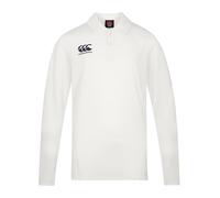 Canterbury Junior Unisex Cricket Long Sleeve Polo Shirt | Moisture Wicking | Breathable Polo Shirt, Cricket Cream, 8