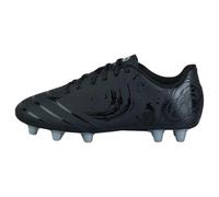 Canterbury Junior Unisex Phoenix Genesis Team Firm Ground Rugby Boots | Hard Surface Traction | Breathable Firm Ground Rugby Boots, Black/Silver Metallic, 5.5