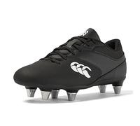 Canterbury Kid's Phoenix Raze Soft Ground Rugby Boots, Black/White, 1 UK