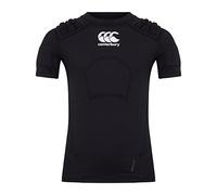 Canterbury Junior Unisex Pro Protection Rugby Vest | Protect Chest & Shoulders | Breathable | Lightweight and Flexible Protective Vest, Black/Whte/Silver, MB