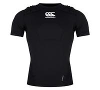 Canterbury Junior Unisex Pro Protection Rugby Vest | Protect Chest & Shoulders | Breathable | Lightweight and Flexible Protective Vest, Black/Whte/Silver, LB