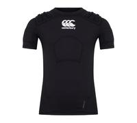 Canterbury Junior Unisex Pro Protection Rugby Vest | Protect Chest & Shoulders | Breathable | Lightweight and Flexible Protective Vest, Black/Whte/Silver, LB