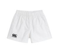 Canterbury Kid's Professional Cotton Shorts | Rugby Short | Internal Drawstring & Pockets | Gym/Training Short, White, Age 8 (S)