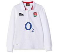Canterbury Kids Official England 18/19 Home Long-Sleeve Classic Rugby Jersey - Bright White Marl, Size 14