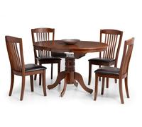Canterbury Mahogany 2-4 Seater Round Extending Dining Set with 4 Leather Chairs