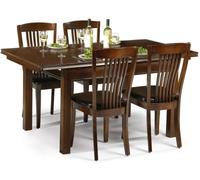 Canterbury Mahogany 4-6 Seater Extending Dining Set with 4 Leather Chairs