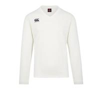 Canterbury Men's Classic Long Sleeve Cricket Overshirt | Cricket Whites Sweatshirt, Cricket Cream, L