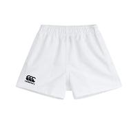 Canterbury Kid's Professional Polyester Shorts | Rugby Short | Internal Drawstring & Pockets | Gym/Training Short, White, Age 8 (S)