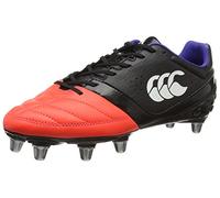 Canterbury Phoenix Club 8 Stud, Men Rugby Shoes, Black (98A Black/Firecracker), 8.5 UK (42 1/2 EU)
