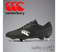CANTERBURY RUGBY BOOTS MENS RAZE PHOENIX BLACK WHITE 6 STUD SOFT GROUND GRASS