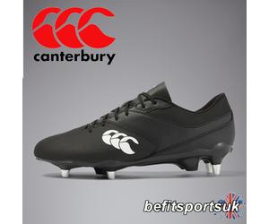 CANTERBURY RUGBY BOOTS MENS RAZE PHOENIX BLACK WHITE 6 STUD SOFT GROUND GRASS