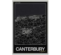 Canterbury Street Map Poster Print | England | BLACK | A2