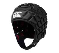 Canterbury Unisex Raze Rugby Headguard | Scrum Cap, Full Coverage | Soft-Edged Chin Strap | Designed Holes Aid Ventilation | Foam Padding Headguard, Black/True Red, L
