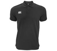 Canterbury Waimak Pique Polo Shirt Black, Medium, Taped Neck, Three-Button Placket
