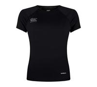 Canterbury Women's Superlight Short Sleeve T-Shirt | Training Top | Breathable | Quick Drying Technical T-Shirt, Black/Gunmetal Grey, 12