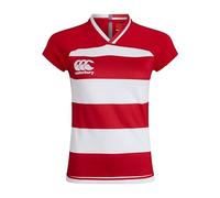 Canterbury Women's VapoDri Evader Hooped Rugby Jersey | VapoDri Technology | Pro Athletic Fit | Durable Technical Rugby Jersey, Flag Red, 18