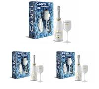 Canti - Prosecco D.O.C. ICE, Demi Sec Wine, Gift Pack with Glasses, Italian Glera Grape from Veneto, Crisp and Fruity Taste, 1x750 ml (Pack of 3)
